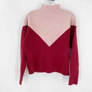 Women's Cynthia Rowley Mock Neck Colorblock Maroon and Pink Sweater, Size M